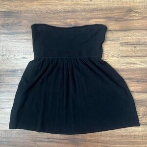 Guess Strapless Black Knit Babydoll Top Women‎ Small Satin Tie Fairy Goth Y2K